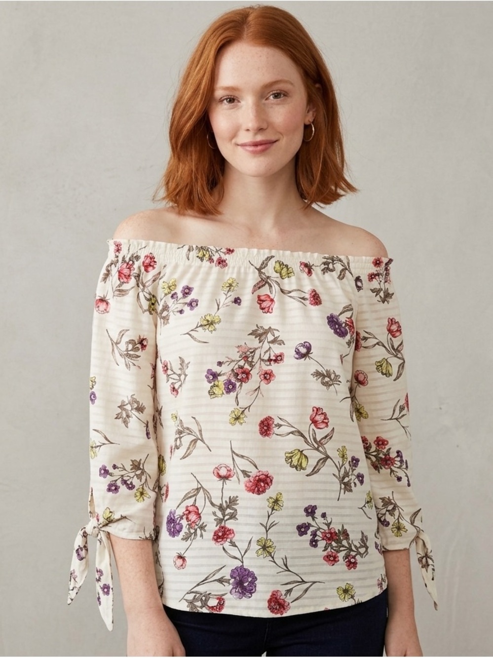 Lauren Ralph Lauren Off-Shoulder Floral Blouse Multi-Color‎